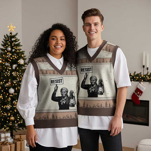 Harriet Tubman Says Resist V-Neck Knit Sweater Vest Women Empowerment Quote TS12 Mocha Mousse Print Your Wear