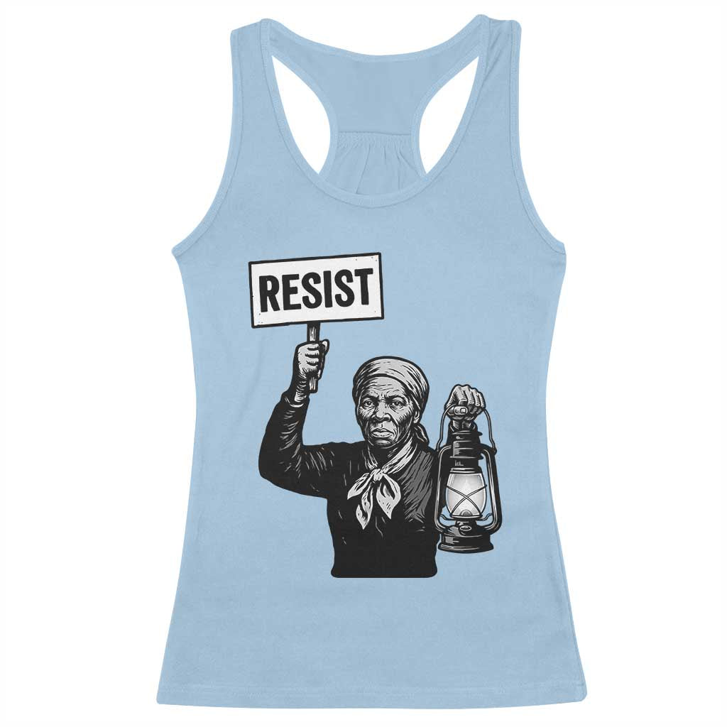 Harriet Tubman Says Resist Racerback Tank Top Women Empowerment Quote TS12 Light Blue Print Your Wear