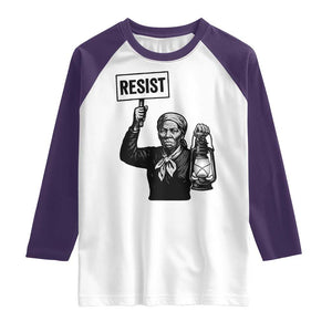 Harriet Tubman Says Resist Raglan Shirt Women Empowerment Quote TS12 White Purple Print Your Wear
