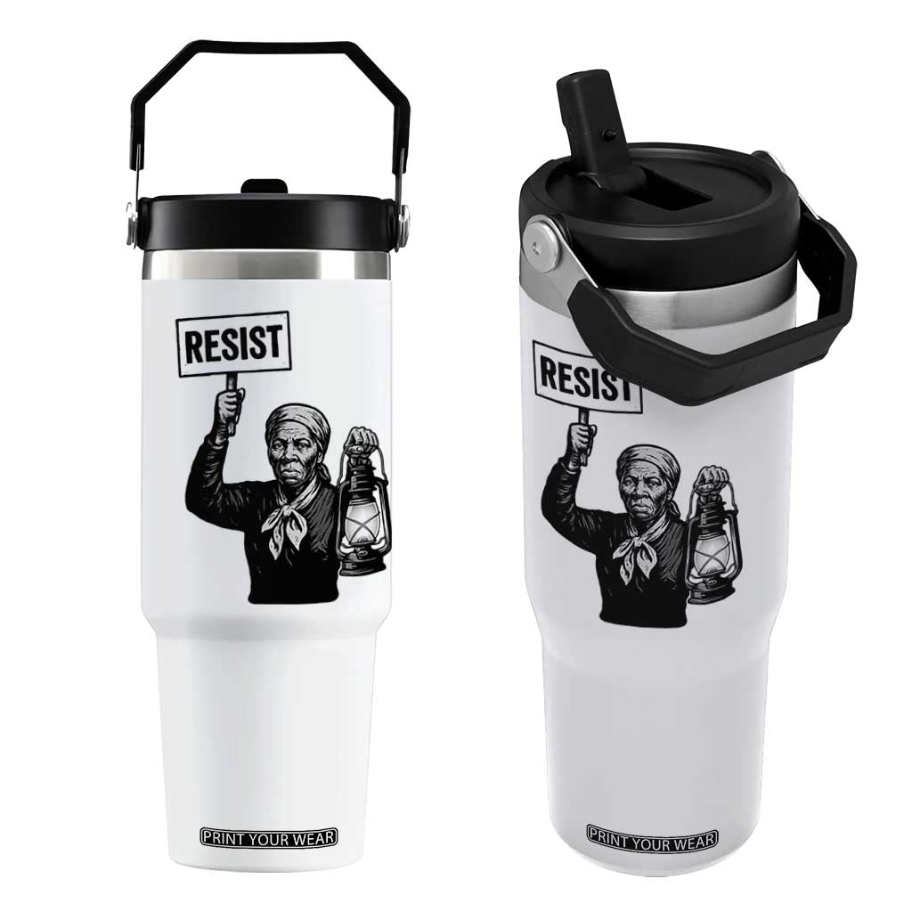 Harriet Tubman Says Resist Flip Straw Tumbler Women Empowerment Quote TS12 One Size: 30 oz White Print Your Wear