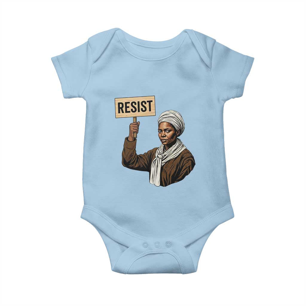 Funny Harriet Tubman Says Resist Baby Onesie Black Pride Inspiration Gift TS12 Light Blue Print Your Wear