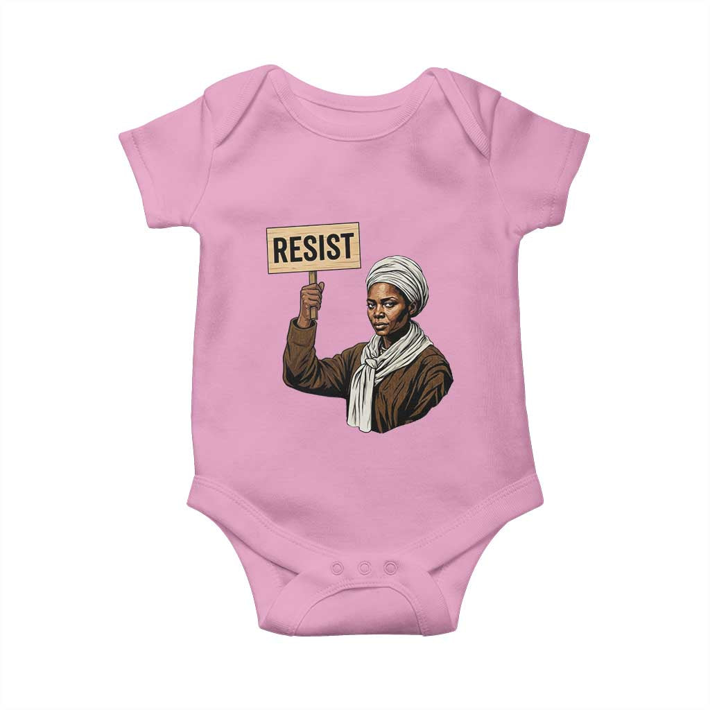 Funny Harriet Tubman Says Resist Baby Onesie Black Pride Inspiration Gift TS12 Light Pink Print Your Wear
