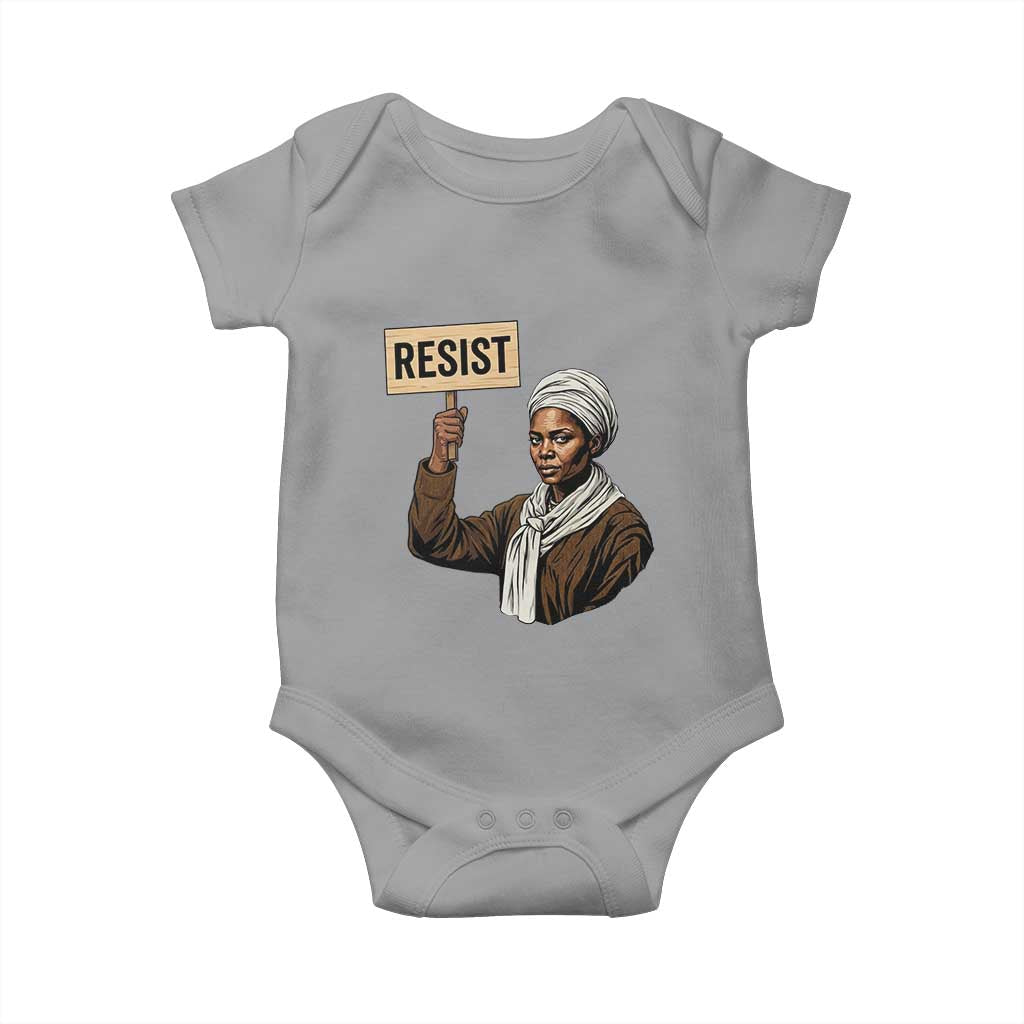 Funny Harriet Tubman Says Resist Baby Onesie Black Pride Inspiration Gift TS12 Sport Gray Print Your Wear