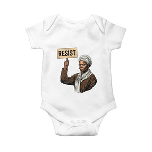 Funny Harriet Tubman Says Resist Baby Onesie Black Pride Inspiration Gift TS12 White Print Your Wear