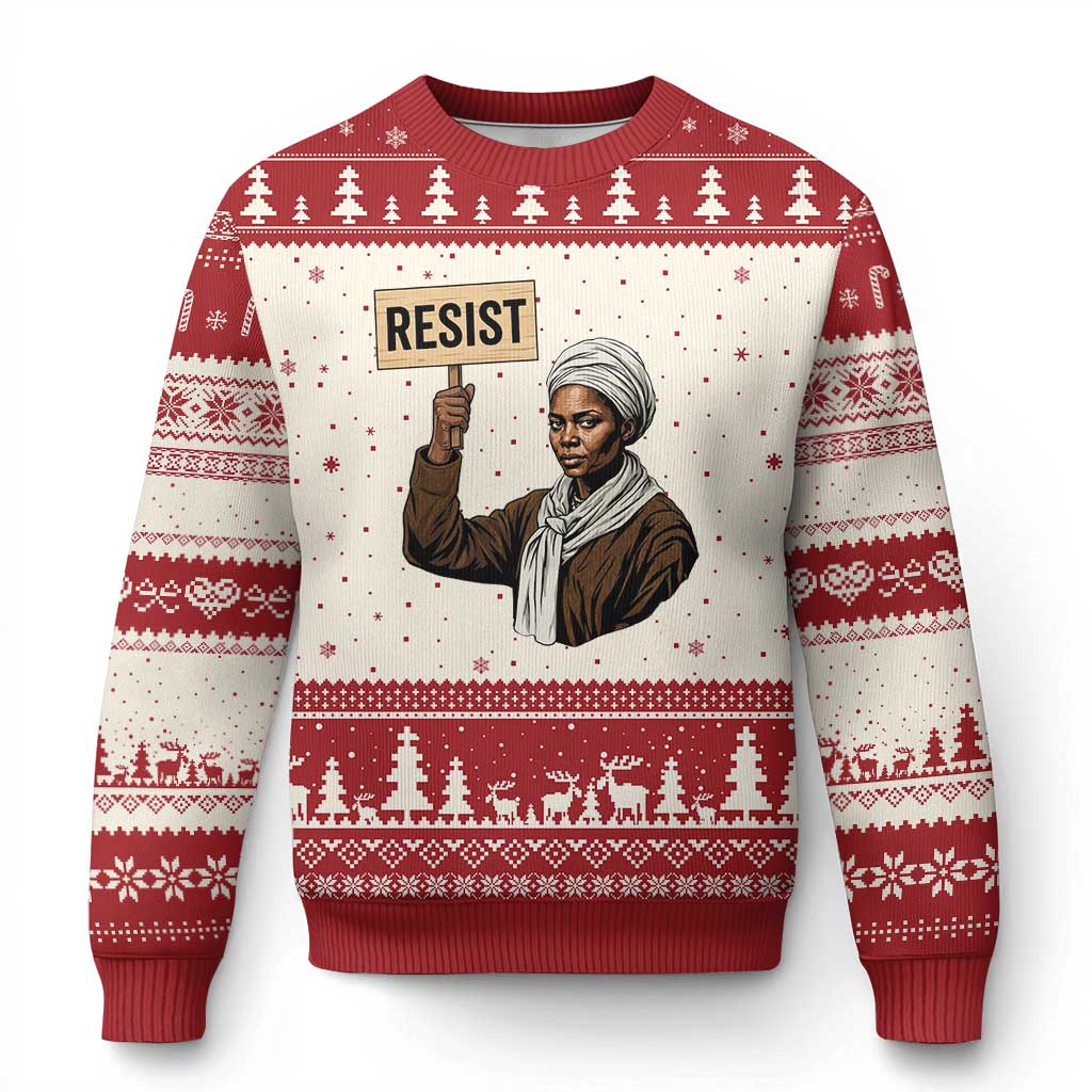 Funny Harriet Tubman Says Resist Ugly Christmas Sweater Black Pride Inspiration Gift TS12 Beige Red Print Your Wear