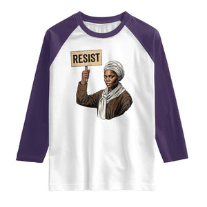 Funny Harriet Tubman Says Resist Raglan Shirt Black Pride Inspiration Gift TS12 White Purple Print Your Wear