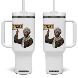 Funny Harriet Tubman Says Resist Tumbler With Handle Black Pride Inspiration Gift TS12 One Size: 40 oz White Print Your Wear