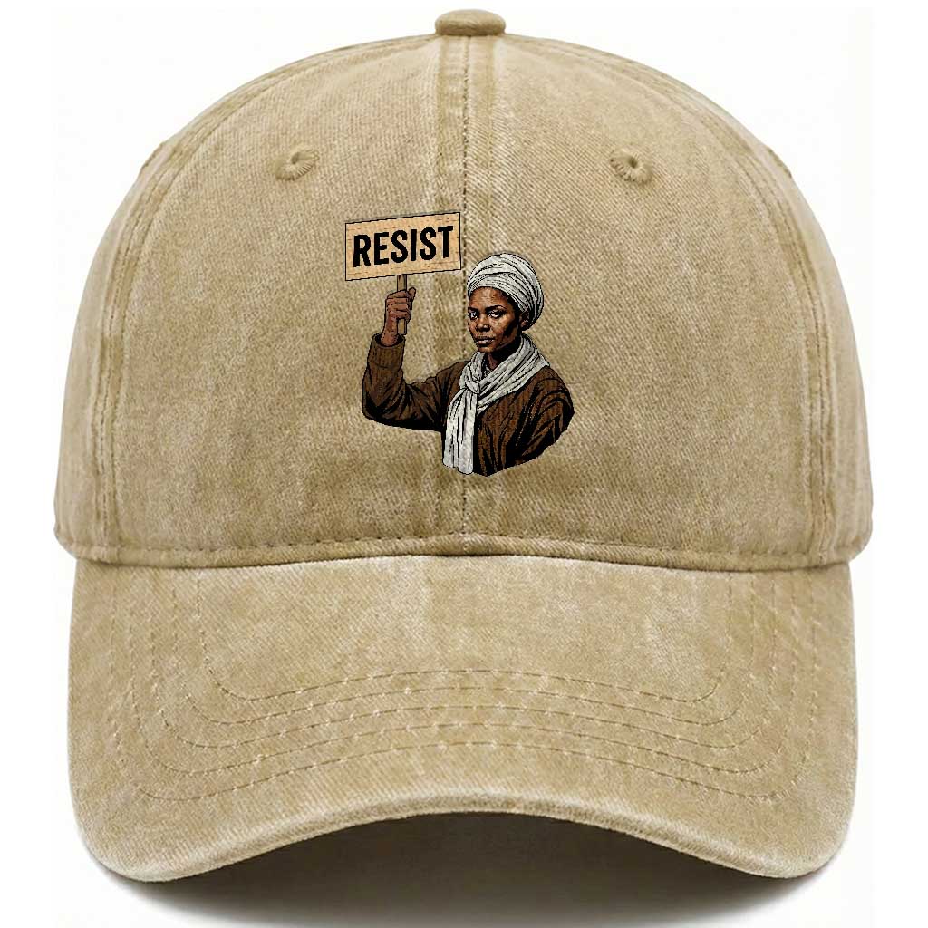 Funny Harriet Tubman Says Resist Washed Cotton Baseball Cap Black Pride Inspiration Gift TS12 Print Your Wear
