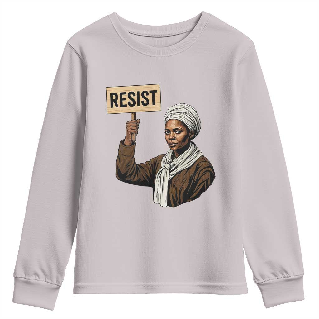 Funny Harriet Tubman Says Resist Youth Sweatshirt Black Pride Inspiration Gift TS12 Ice Gray Print Your Wear
