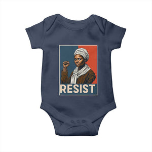 Funny Harriet Tubman Says Resist Baby Onesie Strong Black Woman Leader TS12 Navy Print Your Wear
