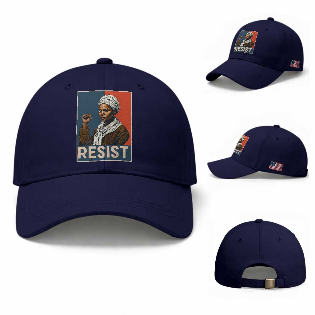 Funny Harriet Tubman Says Resist Baseball Cap Strong Black Woman Leader TS12 Baseball Cap Universal Fit Dark Blue Print Your Wear