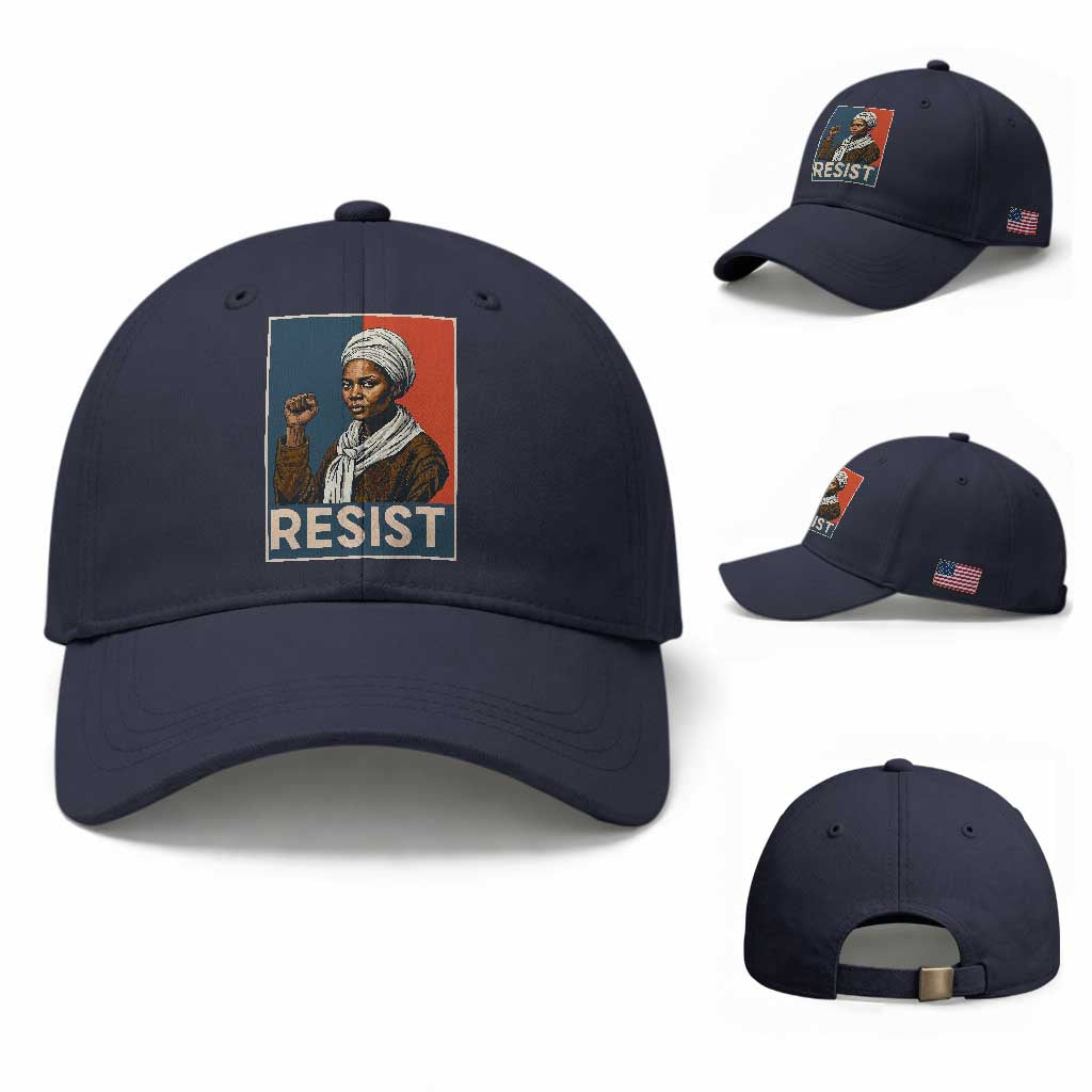 Funny Harriet Tubman Says Resist Baseball Cap Strong Black Woman Leader TS12 Baseball Cap Universal Fit Navy Print Your Wear
