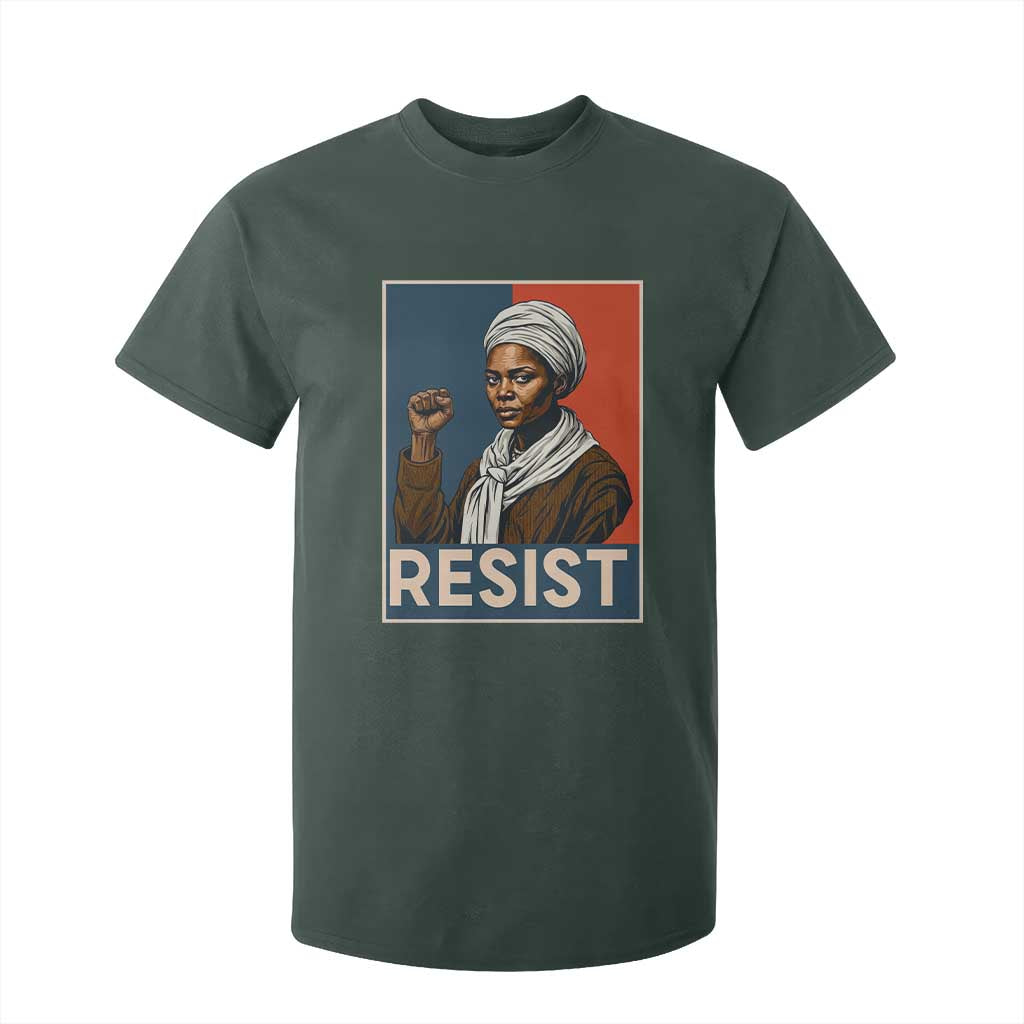 Funny Harriet Tubman Says Resist T Shirt For Kid Strong Black Woman Leader TS12 Dark Forest Green Print Your Wear