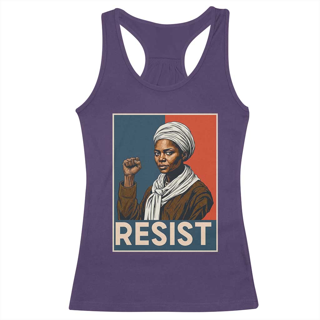 Funny Harriet Tubman Says Resist Racerback Tank Top Strong Black Woman Leader TS12 Purple Print Your Wear