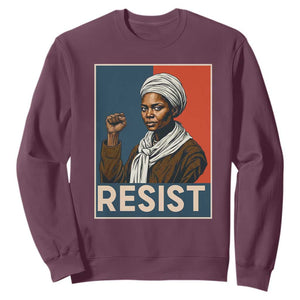 Funny Harriet Tubman Says Resist Sweatshirt Strong Black Woman Leader TS12 Maroon Print Your Wear