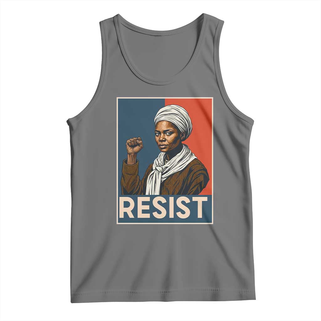 Funny Harriet Tubman Says Resist Tank Top Strong Black Woman Leader TS12 Black Heather Print Your Wear