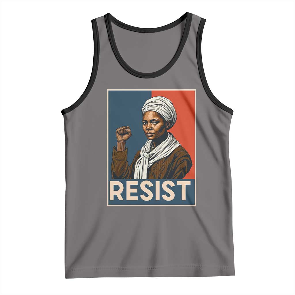 Funny Harriet Tubman Says Resist Tank Top Strong Black Woman Leader TS12 Deep Heather Black Print Your Wear