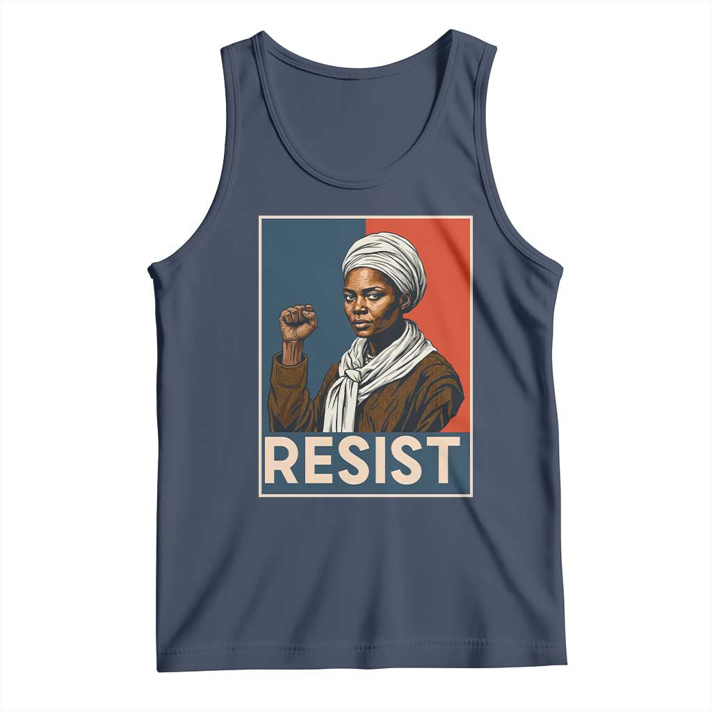 Funny Harriet Tubman Says Resist Tank Top Strong Black Woman Leader TS12 Navy Print Your Wear