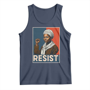 Funny Harriet Tubman Says Resist Tank Top Strong Black Woman Leader TS12 Navy Print Your Wear