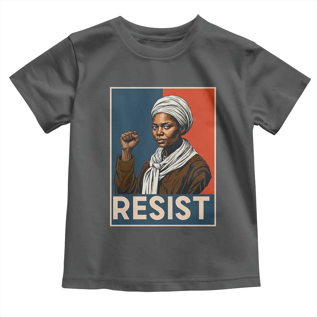Funny Harriet Tubman Says Resist Toddler T Shirt Strong Black Woman Leader TS12 Dark Heather Print Your Wear