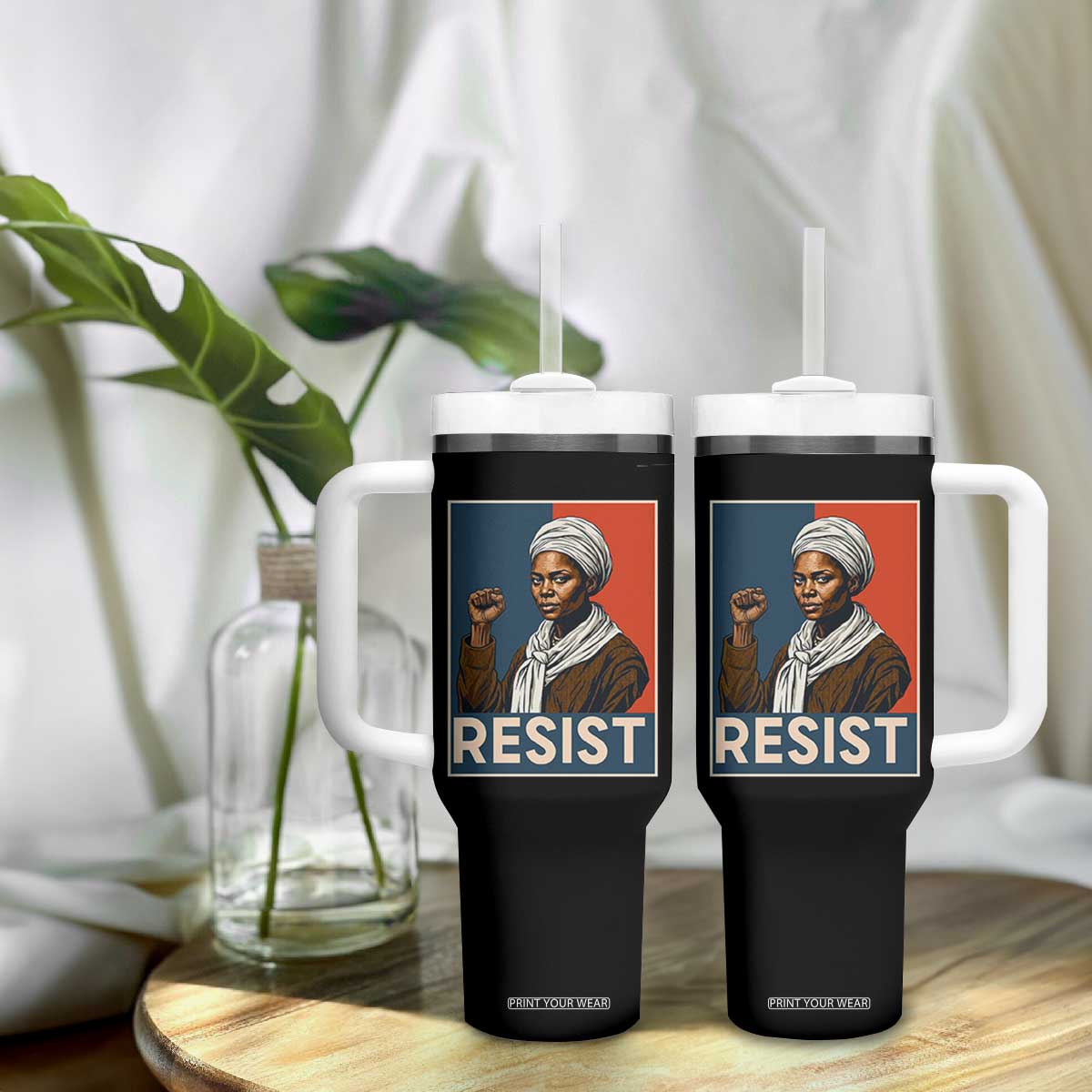 Funny Harriet Tubman Says Resist Tumbler With Handle Strong Black Woman Leader TS12 Print Your Wear