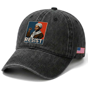 Funny Harriet Tubman Says Resist Washed Cotton Baseball Cap Strong Black Woman Leader TS12 Print Your Wear