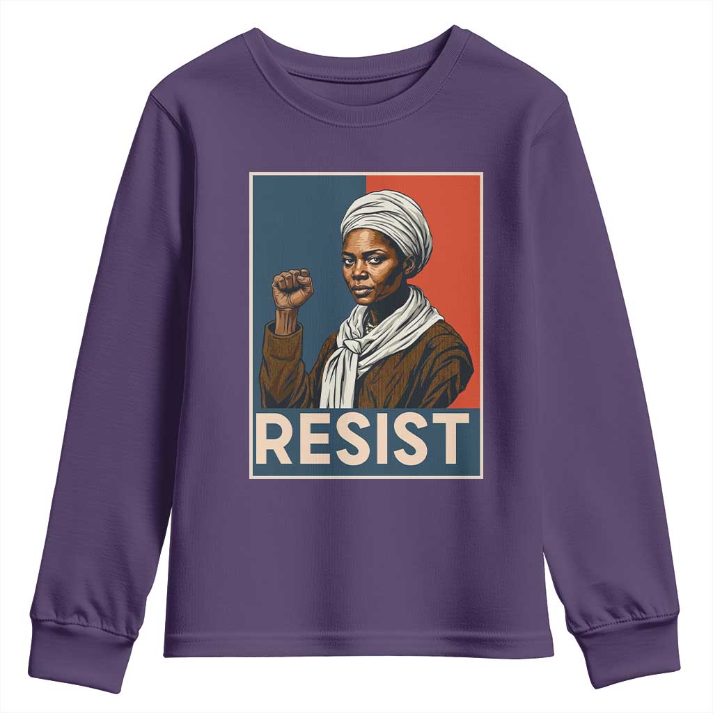 Funny Harriet Tubman Says Resist Youth Sweatshirt Strong Black Woman Leader TS12 Purple Print Your Wear