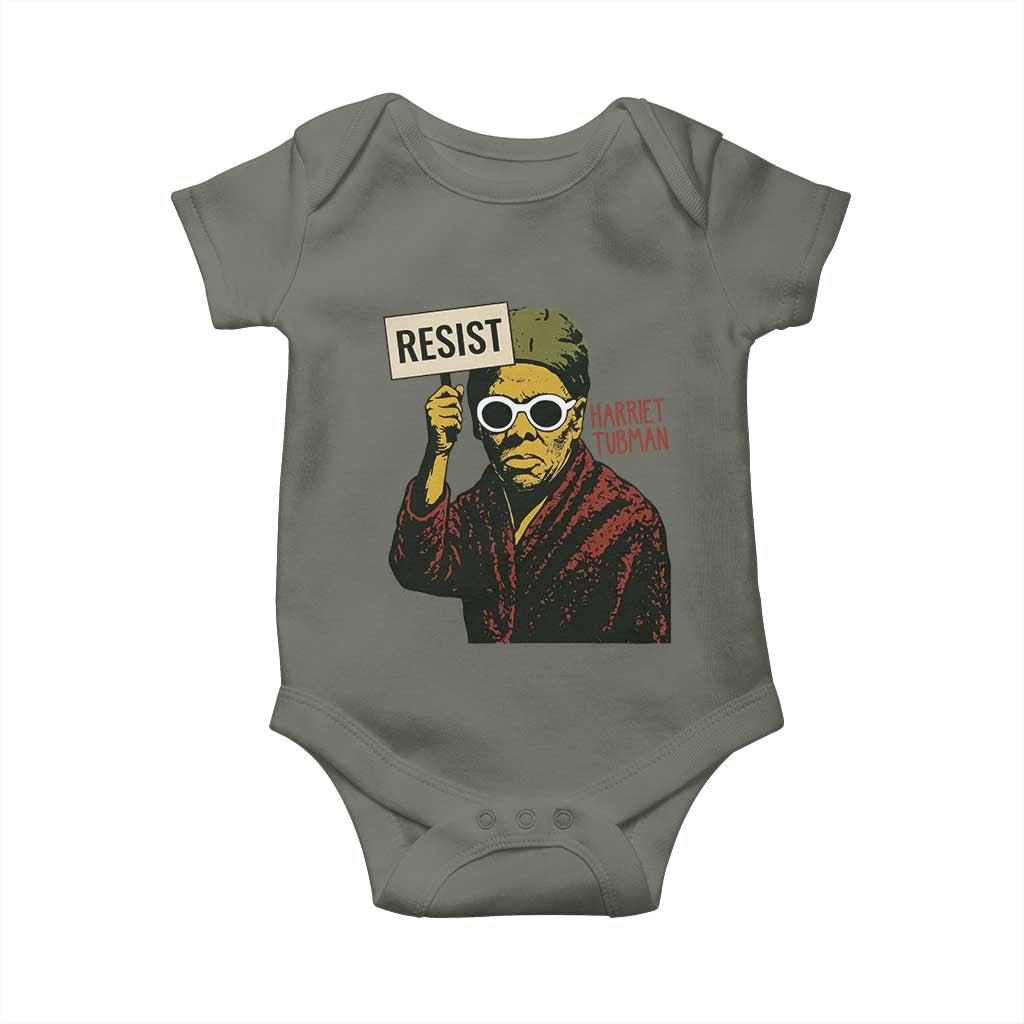 Funny Harriet Tubman Says Resist Baby Onesie Female Empowerment History Gift TS12 Military Green Print Your Wear