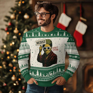 Funny Harriet Tubman Says Resist Ugly Christmas Sweater Female Empowerment History Gift TS12 Beige Green Print Your Wear