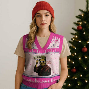 Funny Harriet Tubman Says Resist V-Neck Knit Sweater Vest Female Empowerment History Gift TS12 Hot Pink Print Your Wear