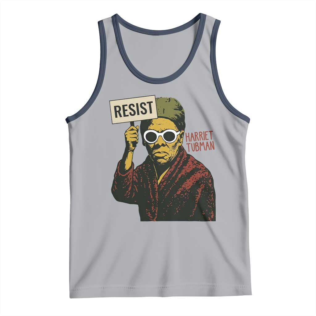 Funny Harriet Tubman Says Resist Tank Top Female Empowerment History Gift TS12 Athletic Heather Navy Print Your Wear