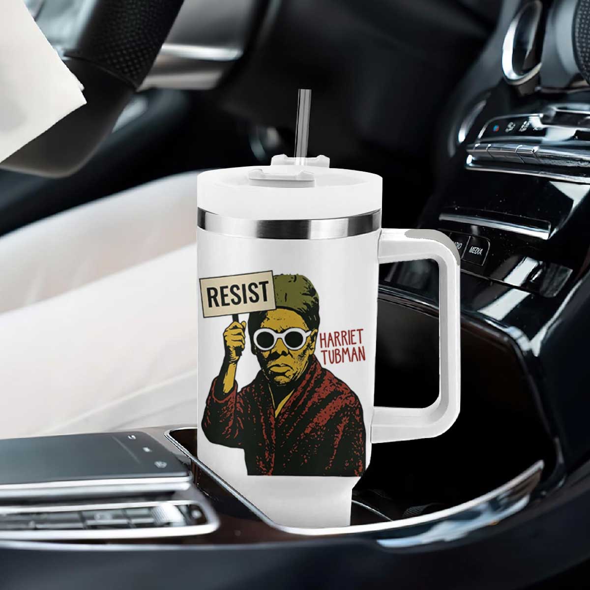 Funny Harriet Tubman Says Resist Tumbler With Handle Female Empowerment History Gift TS12 Print Your Wear