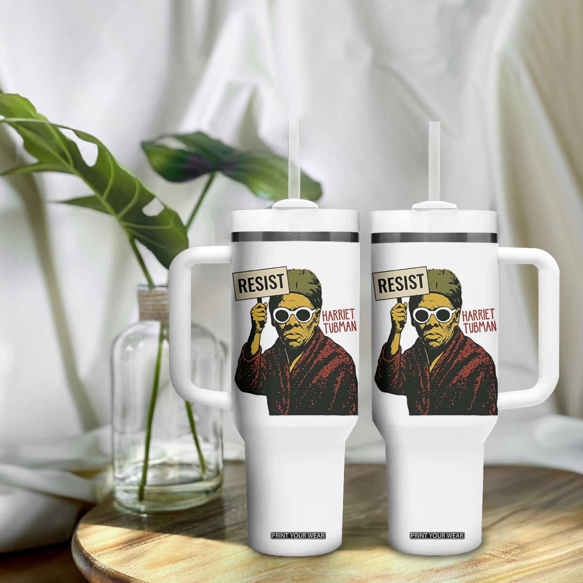 Funny Harriet Tubman Says Resist Tumbler With Handle Female Empowerment History Gift TS12 Print Your Wear