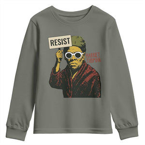 Funny Harriet Tubman Says Resist Youth Sweatshirt Female Empowerment History Gift TS12 Military Green Print Your Wear