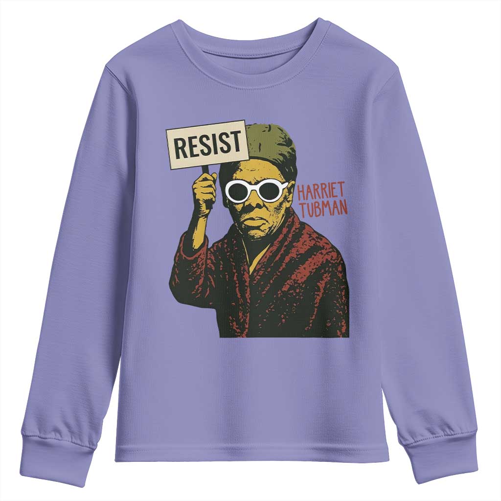 Funny Harriet Tubman Says Resist Youth Sweatshirt Female Empowerment History Gift TS12 Violet Print Your Wear
