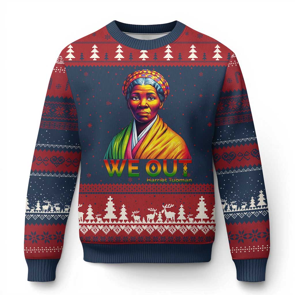 Harriet Tubman We Out Ugly Christmas Sweater Female Empowerment History Gift TS12 Navy Red Print Your Wear