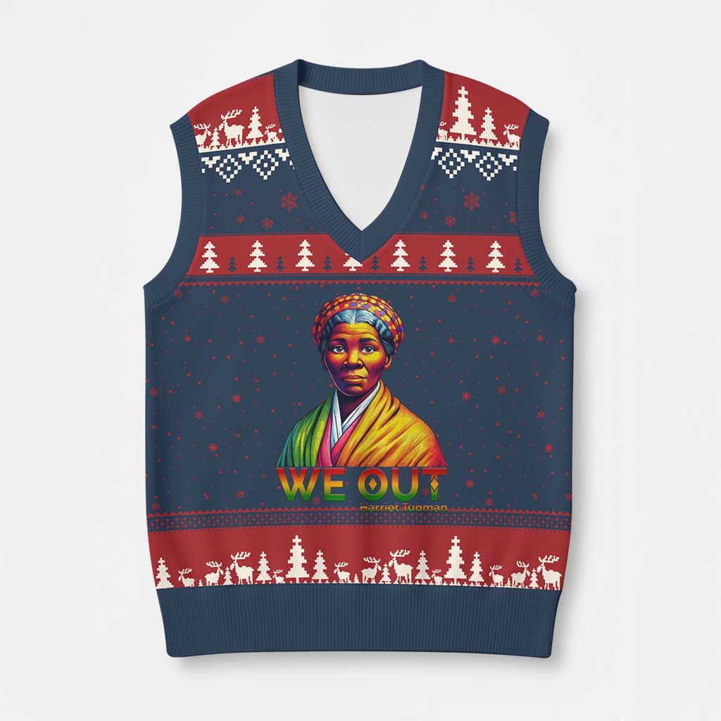 Harriet Tubman We Out V-Neck Knit Sweater Vest Female Empowerment History Gift TS12 Navy Red Print Your Wear