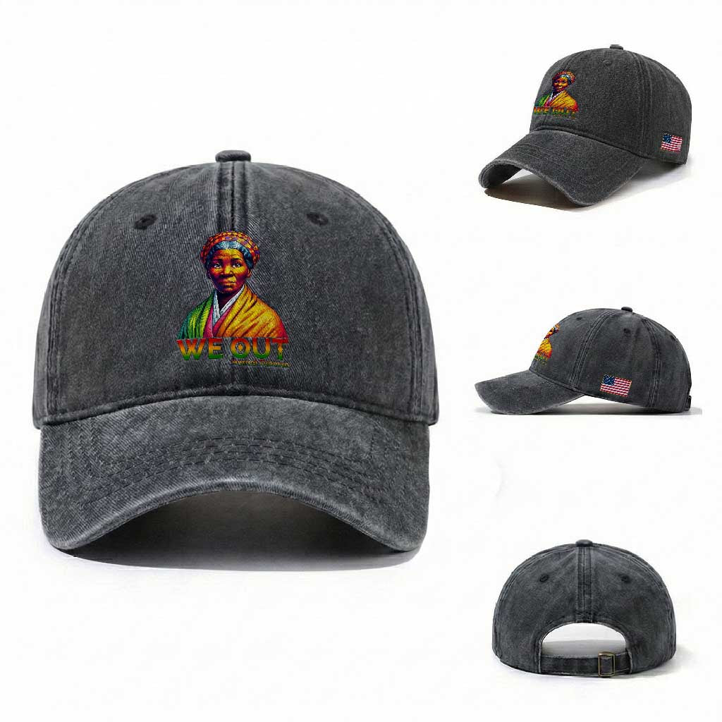 Harriet Tubman We Out Washed Cotton Baseball Cap Female Empowerment History Gift TS12 Washed Cap Universal Fit Dark Gray Print Your Wear