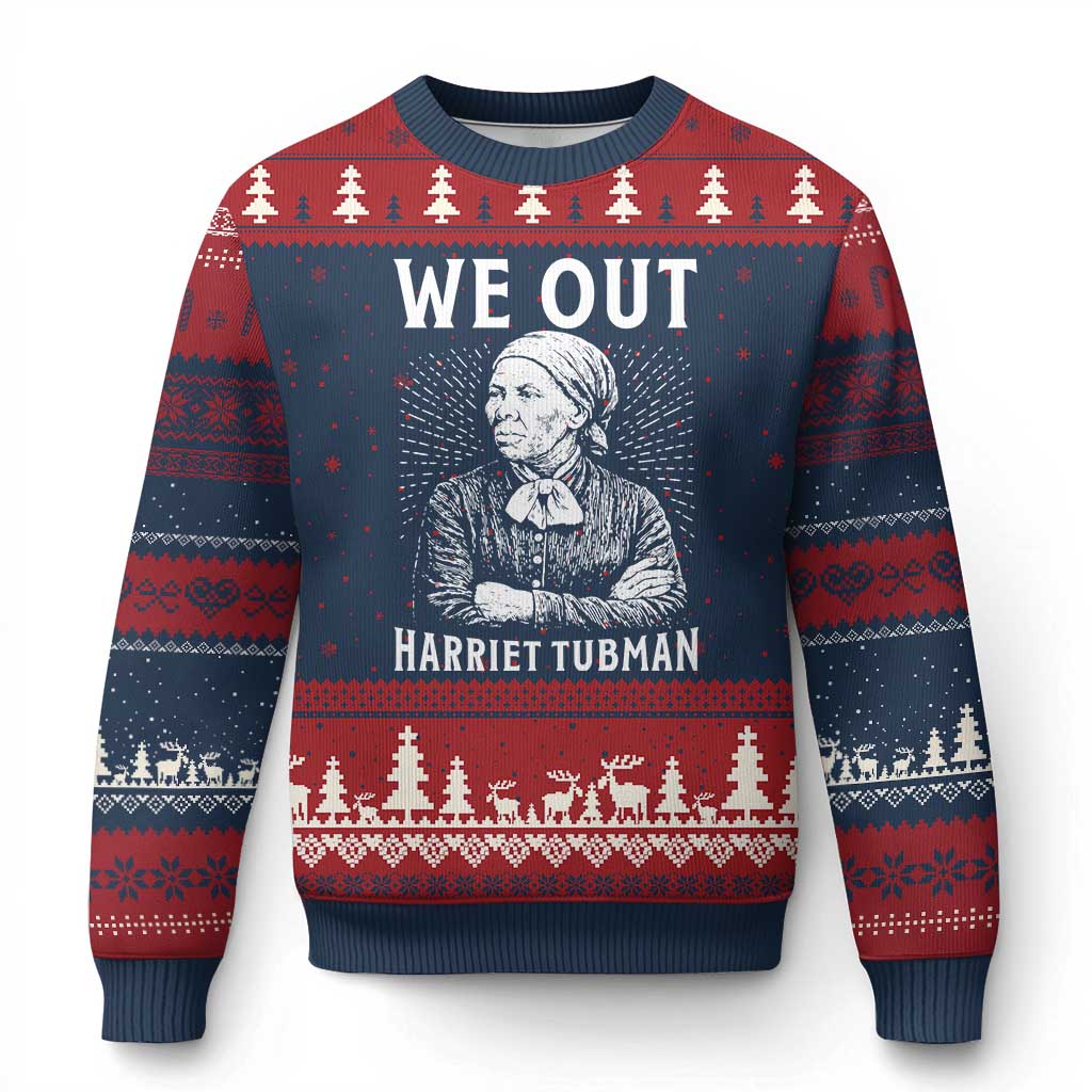 We Out Harriet Tubman Ugly Christmas Sweater Black Women Empowerment TS12 Navy Red Print Your Wear