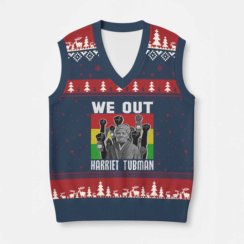 Harriet Tubman V-Neck Knit Sweater Vest We Out Women Empowerment Quote TS12 Navy Red Print Your Wear