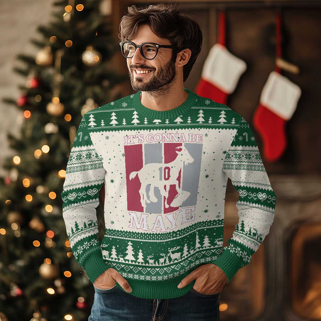 It Is Gonna Be Maye Ugly Christmas Sweater Football Lover Gift For NE Fan TS12 Beige Green Print Your Wear
