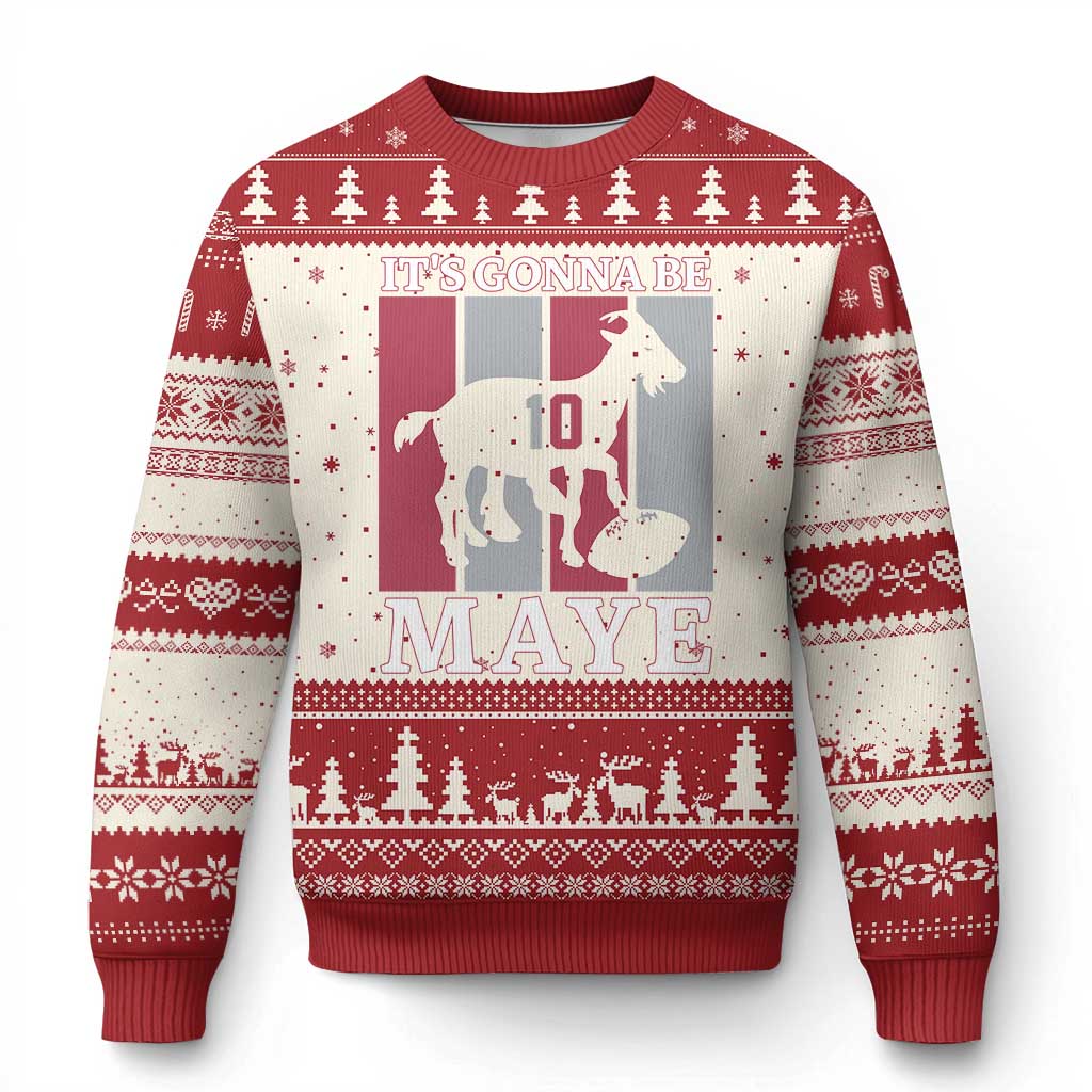 It Is Gonna Be Maye Ugly Christmas Sweater Football Lover Gift For NE Fan TS12 Beige Red Print Your Wear