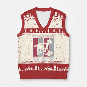 It Is Gonna Be Maye V-Neck Knit Sweater Vest Football Lover Gift For NE Fan TS12 Beige Red Print Your Wear