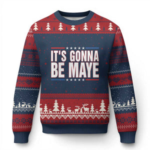 It Is Gonna Be Maye Ugly Christmas Sweater Funny Quarterback Football Fan TS12 Navy Red Print Your Wear