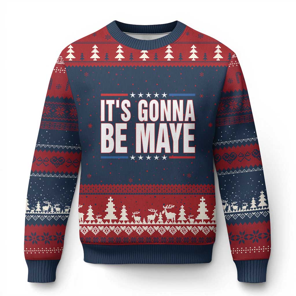 It Is Gonna Be Maye Ugly Christmas Sweater Funny Quarterback Football Fan TS12 Navy Red Print Your Wear