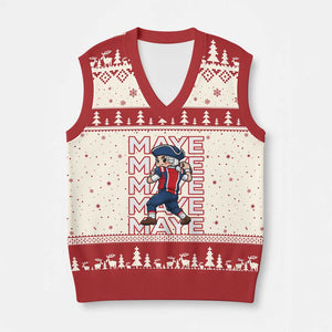 Funny NE Football Fan Gift V-Neck Knit Sweater Vest Maye Lover TS12 Beige Red Print Your Wear