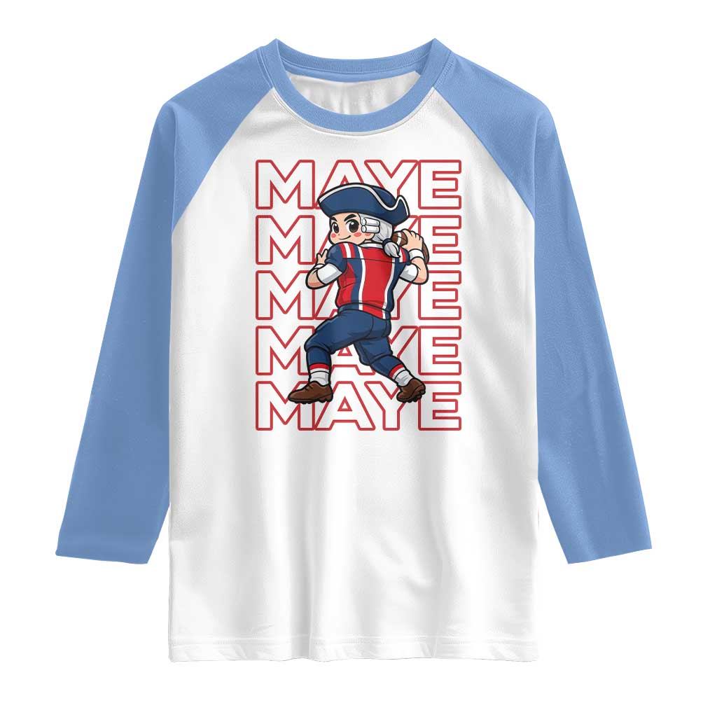 Funny NE Football Fan Gift Raglan Shirt Maye Lover TS12 White Carolina Blue Print Your Wear