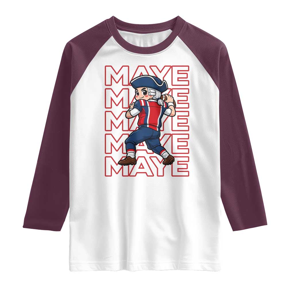 Funny NE Football Fan Gift Raglan Shirt Maye Lover TS12 White Maroon Print Your Wear