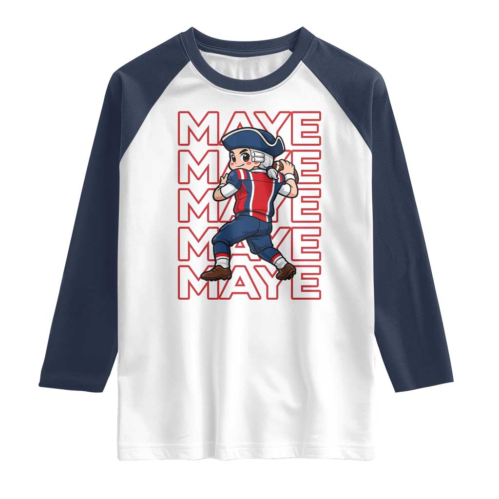 Funny NE Football Fan Gift Raglan Shirt Maye Lover TS12 White Navy Print Your Wear