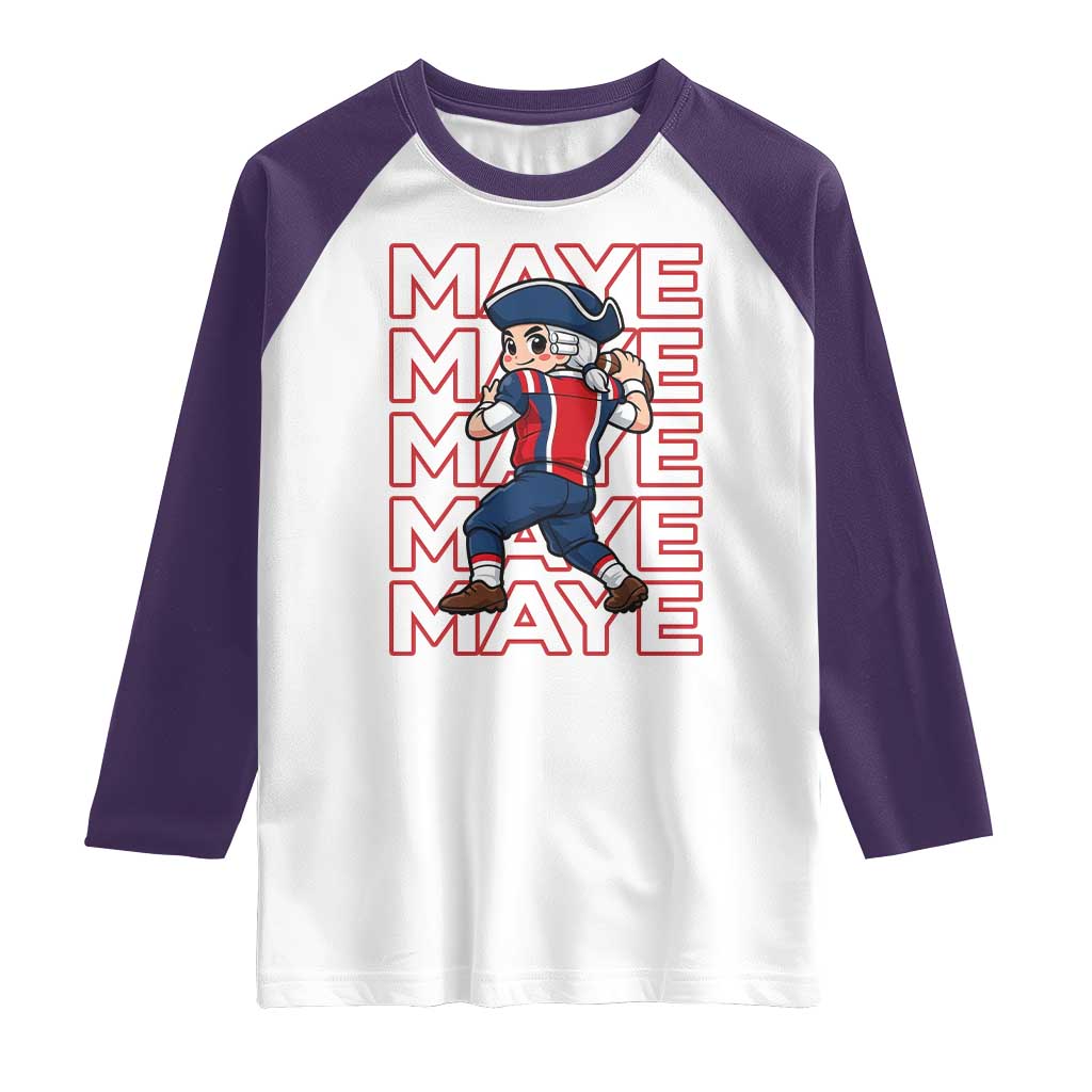 Funny NE Football Fan Gift Raglan Shirt Maye Lover TS12 White Purple Print Your Wear